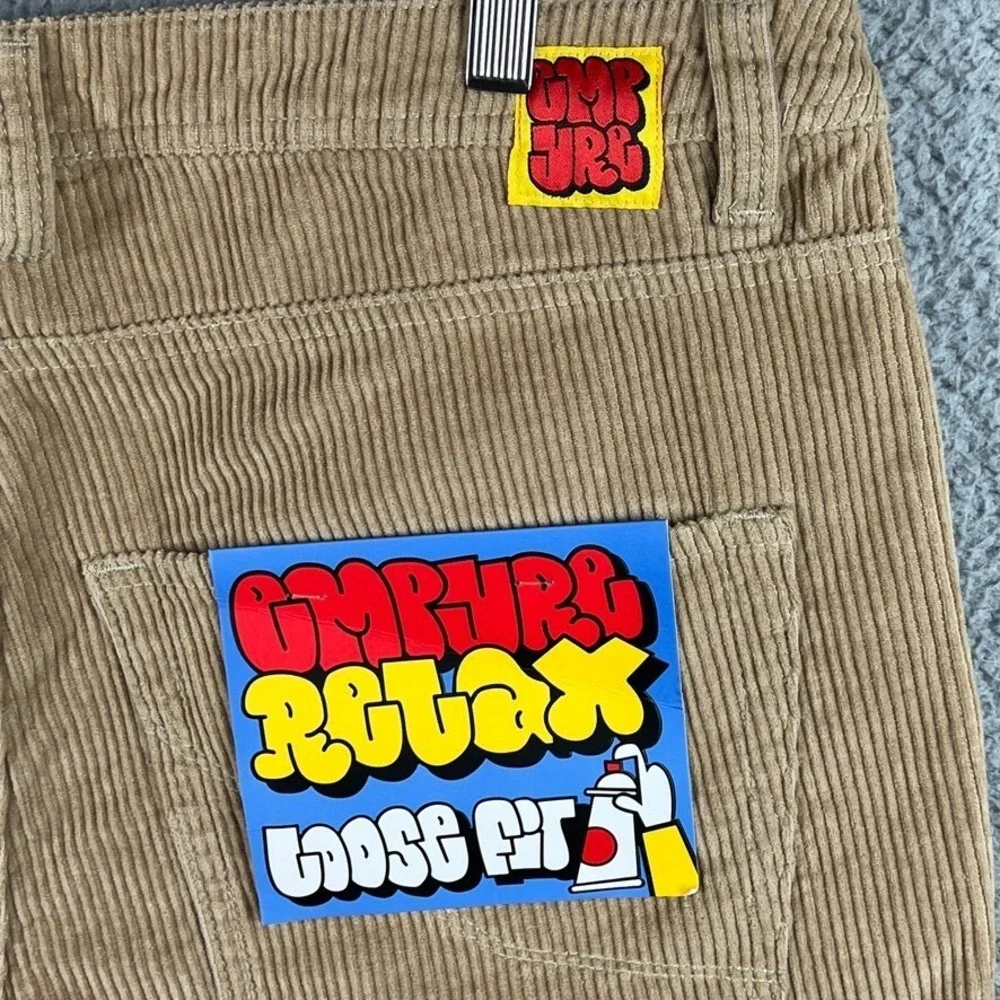 NWD Empyre Corduroy‎ Sk8 Pants Mens 34 Khaki Beige Loose Fit Cord Skater 34x30